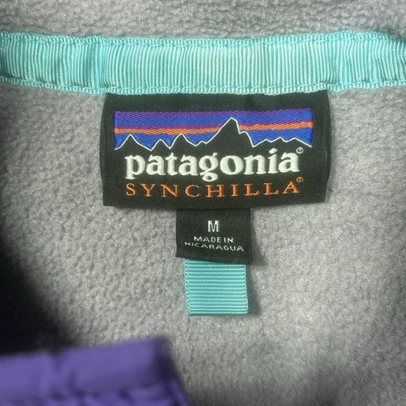 Patagonia Sweater Women M Gray Purple Pullover Synchilla Snap-T Fleece YOUNGLIFE - Picture 4 of 10
